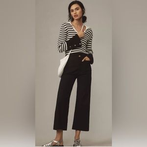 The Colette Cropped Wide-Leg Pants by Maeve Anthropologie Black Size 30